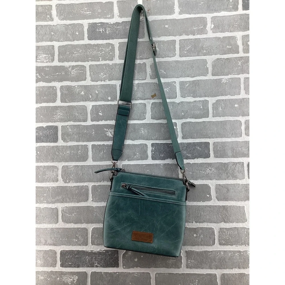 Montana West Select Teal Crossbody Bag Faux Leather Adjustable Strap Pocket